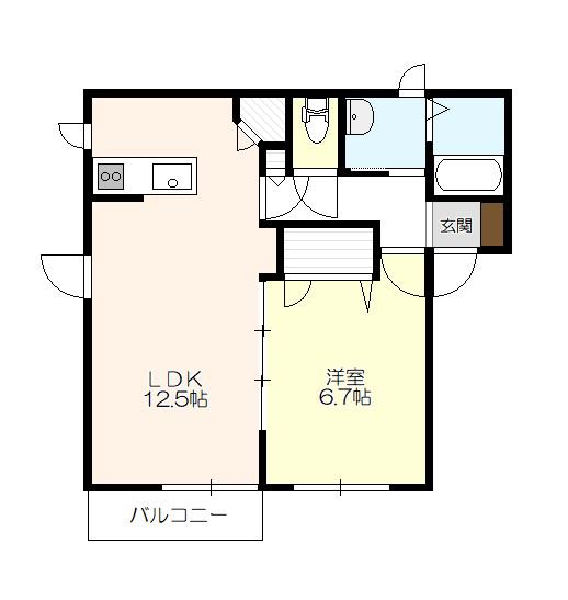 クラージュ(1LDK/2階)の間取り写真