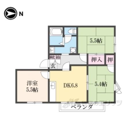コキチハウス(3DK/2階)の間取り写真