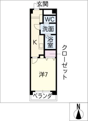 ADD SQUARE(1K/1階)の間取り写真