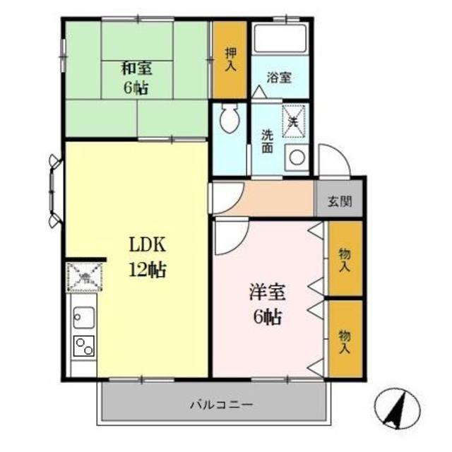 ストークハウス(2LDK/2階)の間取り写真