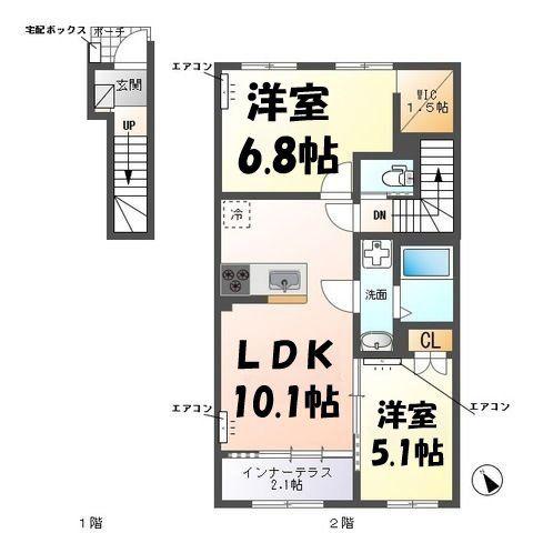 ZEUS野田Ⅰ(2LDK/2階)の間取り写真