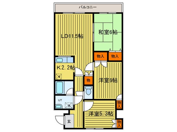ロイヤルレインボー平岸(3LDK/4階)の間取り写真