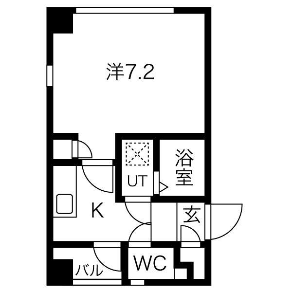 ホワイトキャッスル吉塚壱番館(1K/4階)の間取り写真