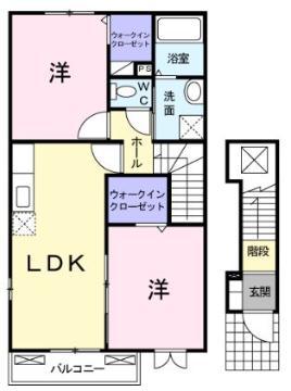 ラフォンテーヌ(2LDK/2階)の間取り写真