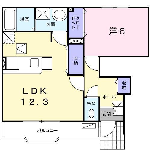 アルカンシエル(1LDK/1階)の間取り写真