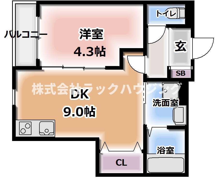 グランパシフィック萱島II(1LDK/1階)の間取り写真