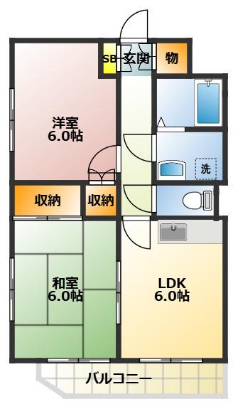 キャッスル蓮根(2LDK/3階)の間取り写真