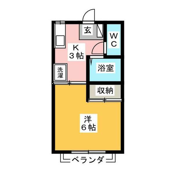 メゾンドベル II(1K/1階)の間取り写真