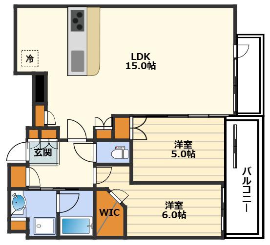 シティタワー梅田東(2LDK/35階)の間取り写真