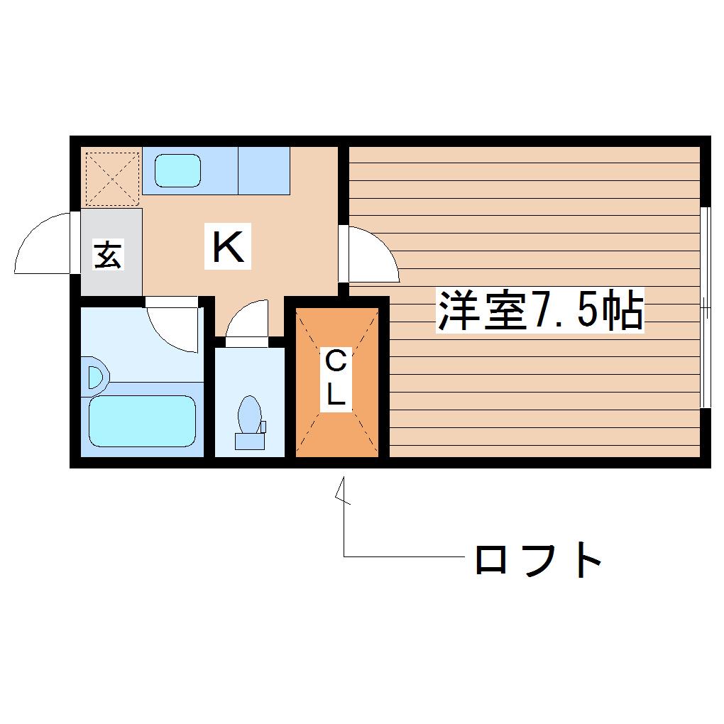 エクシア仙台(1K/2階)の間取り写真