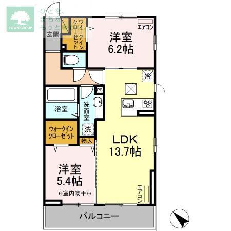AZELEA (2LDK/1階)の間取り写真