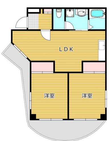 JUNメビウス国立(2LDK/3階)の間取り写真