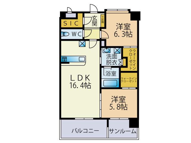 ライフ姪の浜(2SLDK/6階)の間取り写真