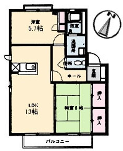 リバティ・ハイム(2LDK/2階)の間取り写真