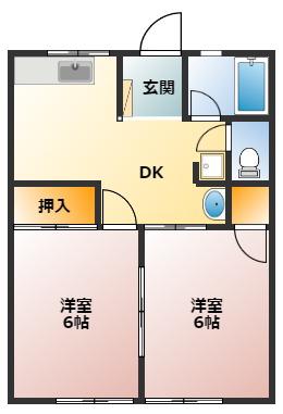シティハイムサワノ(2DK/2階)の間取り写真