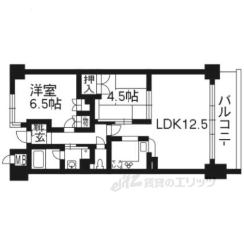 イーグルコート三条京阪(2LDK/5階)の間取り写真