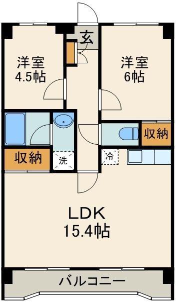 シャトー春日部(2LDK/2階)の間取り写真