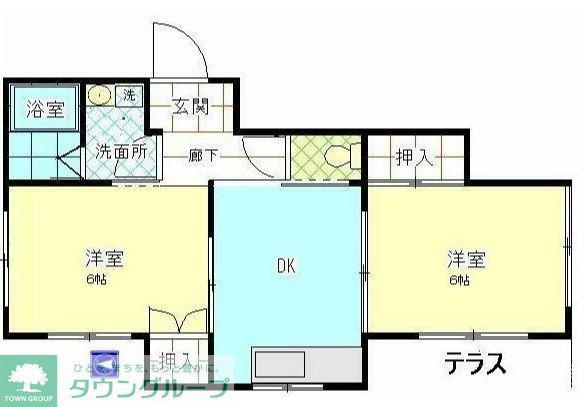 リンカン2IN1(2DK/1階)の間取り写真
