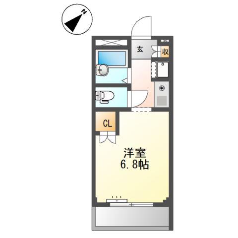 MATSUKAZE(ワンルーム/1階)の間取り写真