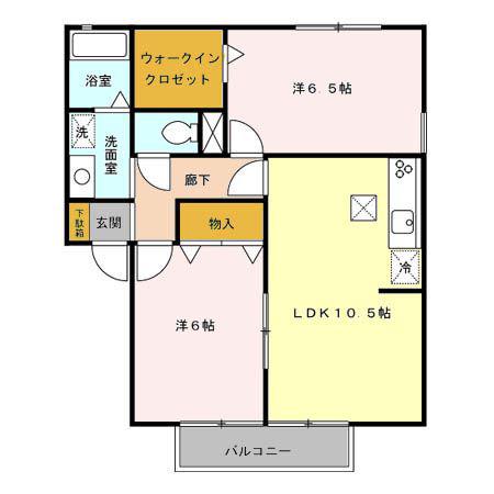 メルベーユ・メゾン(2LDK/1階)の間取り写真