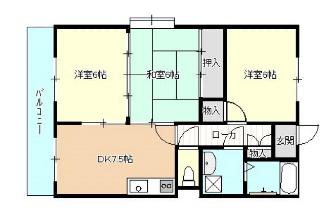 カルチェ飯田(3LDK/1階)の間取り写真