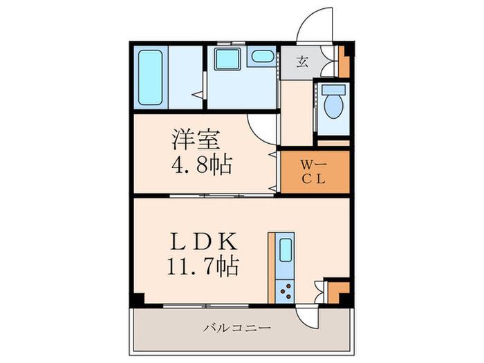 レグラン(1LDK/1階)の間取り写真