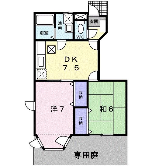 VILLA AMITY C(2DK/1階)の間取り写真