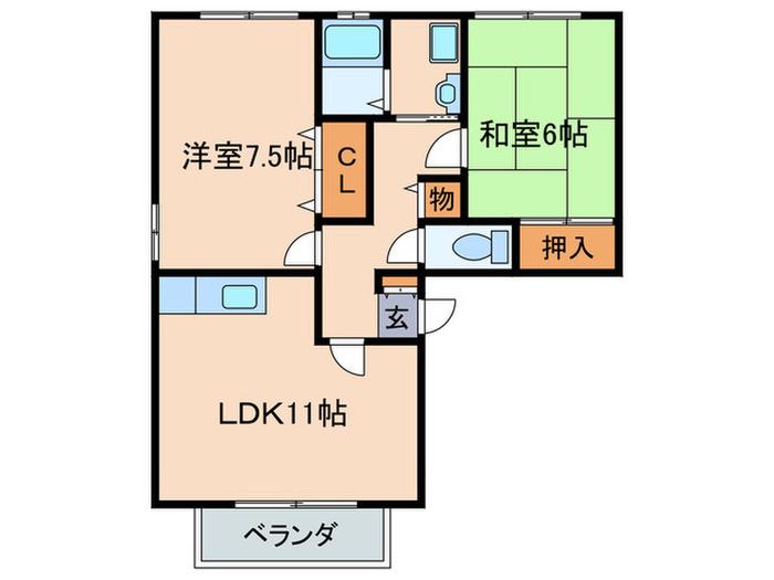 スィックフォレスト A棟(2LDK/3階)の間取り写真