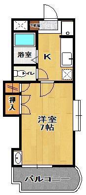 パークハイツ麓山(1K/1階)の間取り写真