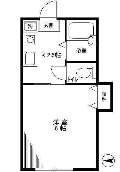 コーポブルースカイI(1K/2階)の間取り写真