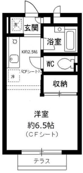 シャルマン前原(1K/1階)の間取り写真
