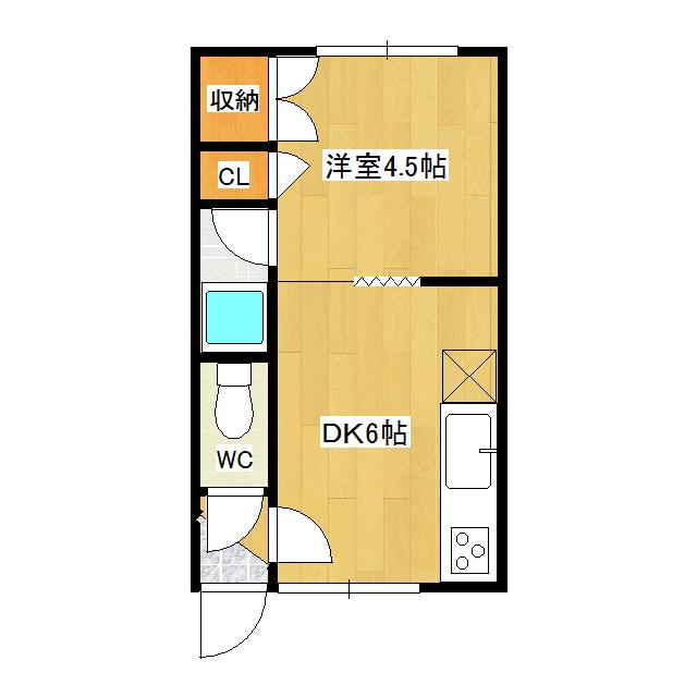 コーポ南仲町(1DK/2階)の間取り写真