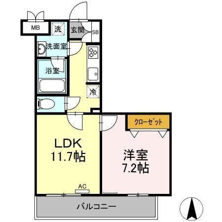 WHITE BIRCH(1LDK/4階)の間取り写真