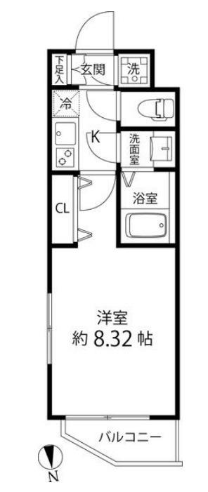 白金高輪レジデンス(1K/3階)の間取り写真