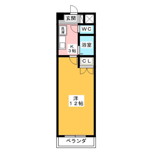 ARTRAマンション C棟(1K/7階)の間取り写真