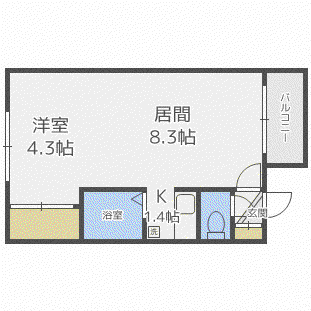 カサデューク平岸83(1LDK/3階)の間取り写真