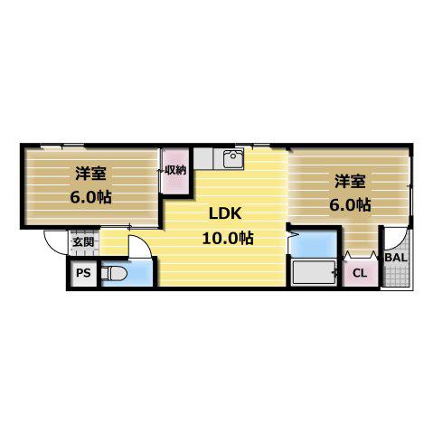 第二タナックマンション(2LDK/4階)の間取り写真