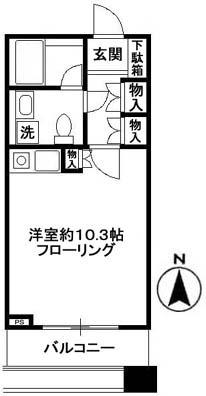 白金タワー テラス棟(ワンルーム/3階)の間取り写真