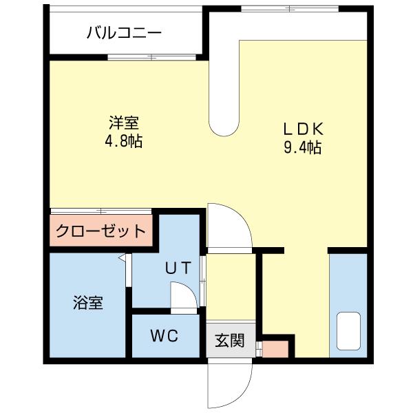 ホークメゾン札幌1号館(1LDK/2階)の間取り写真