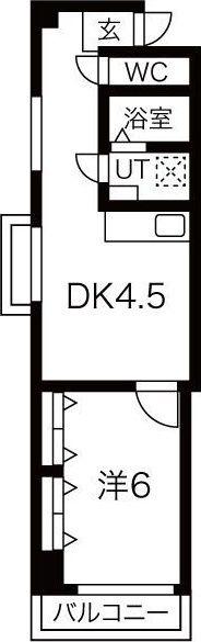 Kスクエアサウス(1DK/8階)の間取り写真