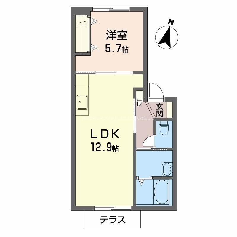 ミルキーウェイI(1LDK/1階)の間取り写真
