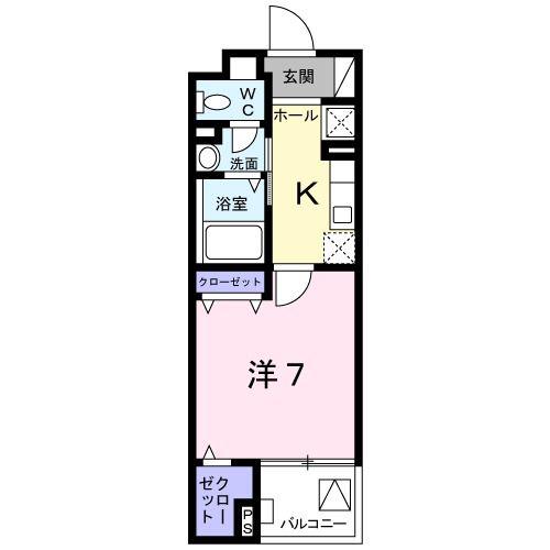 セレノ・コリーナ・ダイマチ(1K/4階)の間取り写真