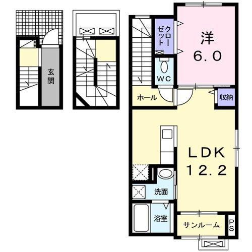 カーサカメリアX(1LDK/3階)の間取り写真