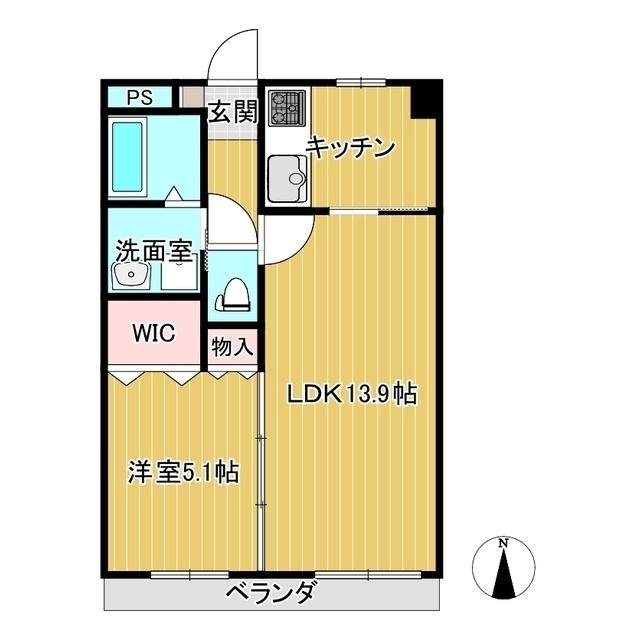 カレント河辺I.C(1LDK/3階)の間取り写真