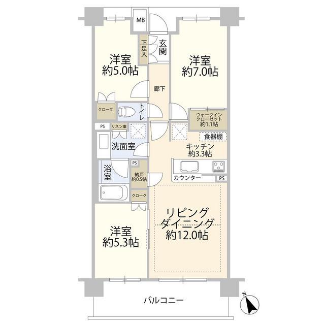 パークホームズ西船橋本郷町(3LDK/3階)の間取り写真