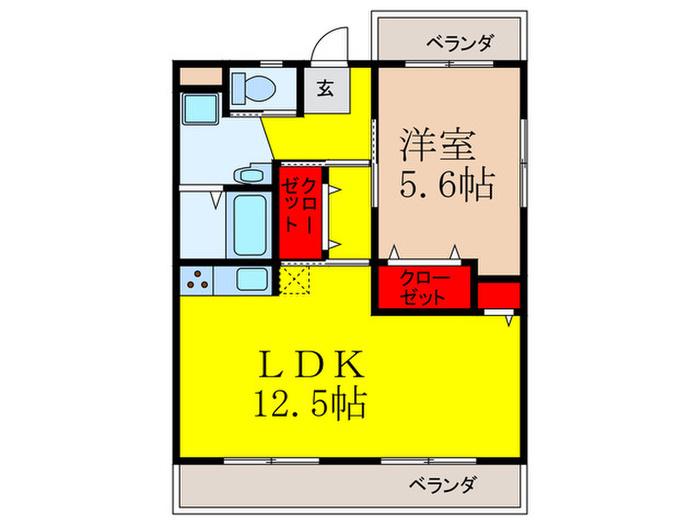 総持寺グリーンハイツ(1LDK/3階)の間取り写真