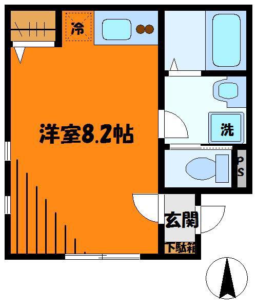 ボンディヤ(ワンルーム/1階)の間取り写真