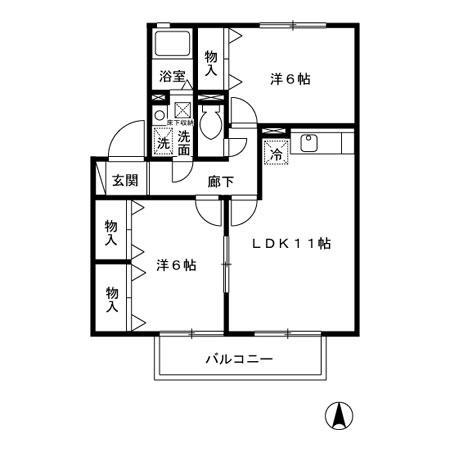 グランドウィン さくら(2LDK/2階)の間取り写真