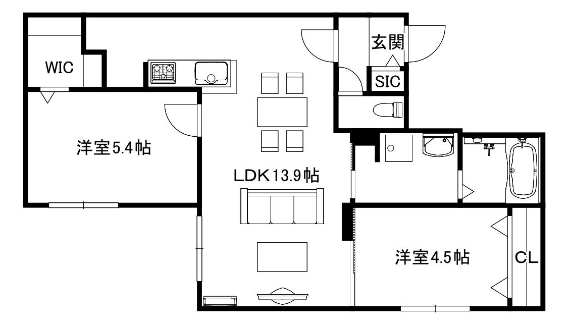 ブランシャール宮の森3-5(2LDK/4階)の間取り写真