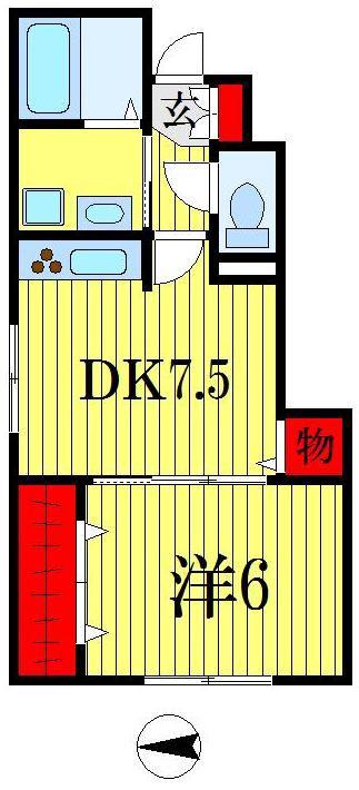 ナリトモ都町A(1DK/1階)の間取り写真